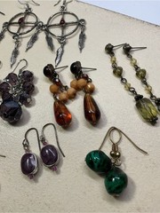 Dangle Post Pierced Earring Lot 12 Pair Mixed Vintage & Modern