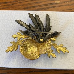 Vintage Harvest Fall Pumpkin Brooch Autumn Halloween Signed KC Gourd Squash