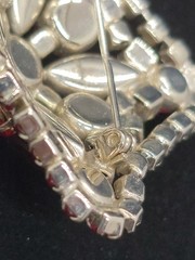 Vtg Red Rhinestone Brooch Possibly by D&E / Juliana