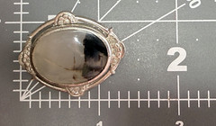 Vintage Sterling Silver 925 Scenic Rutile Quartz Agate Cabochon Brooch