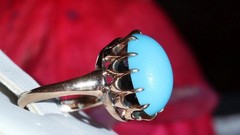 10k rose gold size 3 ring 2.50ct turquoise solitaire 1890’s antique 2.71gr N3188