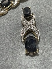 VTG Gold Over Sterling Vermeil Black Sapphire 3 Piece Parure In Case