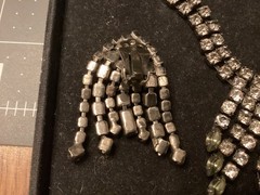 Vintage Rhinestone Collar 17 INCHES Choker Necklace & Clip on Earrings Set