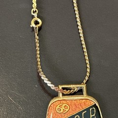 Vintage Cancer Zodiac Enamel Pendant Necklace Double Sided Astrology Crab 27”