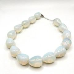 Vintage Chunky Signed HDNY Opalite Opaline Stone Statement Necklace 16”