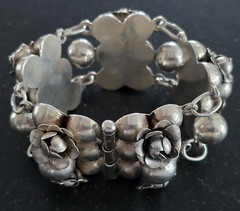 Spectacular Vintage Mexican Sterling Silver Bracelet, Flower Blossoms, WOW!