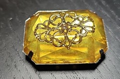 VTG 6 Chunky Amber Gold Chrome Lucite Resin Acrylic Costume Jewelry Pieces