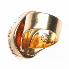 sz5 Anthony sanchez Navajo 14k gold modernist freeform turquoise ring