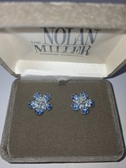 nolan miller earrings pretty pavé crystal blue glamour collection NIB