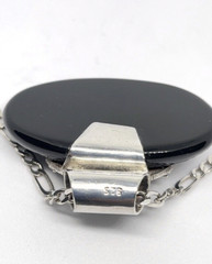 Vintage 925 Sterling Silver & Copper Black Onyx Pendant with 20″ 925 S.S. chain