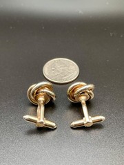 Vintage Two Tone Love Knot Cufflinks Split Fork Toggle Geometric