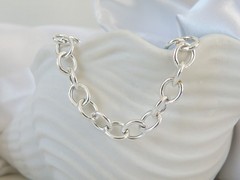 Italian Sterling Silver 925 Rolo Link Charm Chain Bracelet 7.5″