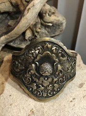 Vintage Yogya Silver 800 Floral Scroll Open Work Cuff Bracelet 43.7g, Adjustable