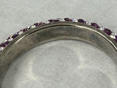 Vintage Pearl & Clear Rhinestone Bangle Bracelet Silver Tone Very Small 6.25″