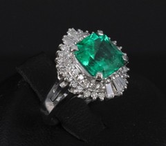 Rare 2.08ct GIA Colombian No Oil Emerald 0.51ct Diamond Platinum Ring Size 4.25