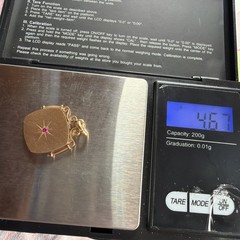 Antique Wightman & Hough (W&H Co.) 4.7g Gold Fill Square Locket Ruby Gem Mono
