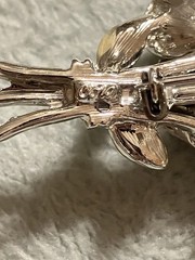 Vintage CORO Gold Tone Clear AB Glass Rhinestone Flower Leaf Brooch Pin