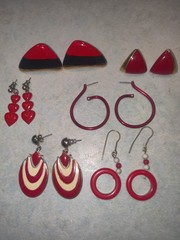 Women’s 80’s Style Red Retro Earrings!! Fashionable Look! 6-Pairs See Pics!! 👍