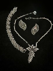 TRIFARI Crystal Baguette Rhinestones Rhodium Married Alfred Philippe Crown w/Box