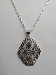 Large Sterling Silver Mark Wasserman Samara Sacred Geometry Flower Necklace
