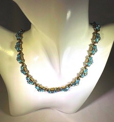 1950s MCM Signed Hollycraft Aqua Rhinestone Necklace Panel Choker Collector Rare