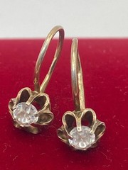 Vintage Rhombus Sterling Silver 925 Earring Gilt