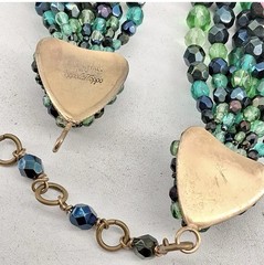 Coppola E Toppo Italy Vintage Green Glass Beaded Necklace, Adjustable Length