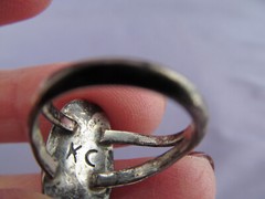 VINTAGE OLD PAWN STERLING KC KATHERINE CHIQUITO OVAL TURQUOISE RING SIZE 6