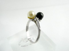 18k Heavy Gold Electroplate Double Faux Pearl White Rhinestones Ring Size 8.75