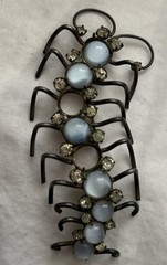 Vintage Sterling Moon Glow Stones Prong Set Rhinestone Centipede Brooch Repair