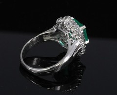 Rare 2.08ct GIA Colombian No Oil Emerald 0.51ct Diamond Platinum Ring Size 4.25