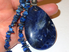 Lapis Lazuli Gemstone Chip & Drop Boho Necklace 18 inch 74grams