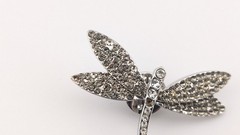 Vintage Silver Tone Rhinestone Dragonfly Brooch Pin Costume Missing Stones