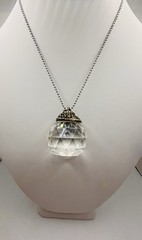 VTG Silver Large Faceted Pendulum 3D Ball Pendant Necklace Occult Magic Macabre