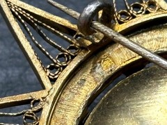 VTG 800 Silver Large 2+” Vermeil Ornate Celestial Star Burst Brooch Pendant