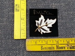 Dolphin One Leaf Fall Brooch Pin Autumn Goldtone