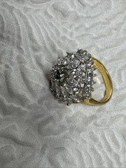 Vintage 18KT GE Gold Plated High Prong Set Cubic Zirconia Ring 8.25
