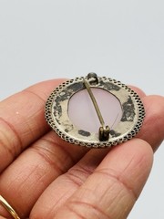 Vtg Gorgeous Antique Victorian 925 Silver Oval natural Agate Stone Pin Brooch