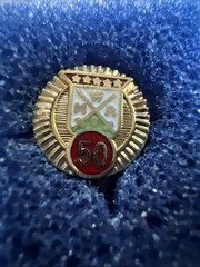 Vintage Pin – MWA 50 – Gold Tone Metal Religious