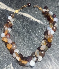 Vintage Faceted Tear Drop Gemstone Bead Necklace: Moonstone, Citrine & Topaz