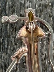 Anthony Aquilino Sterling Rhinestone Water Pump with Bucket 1947 Pin Brooch RARE