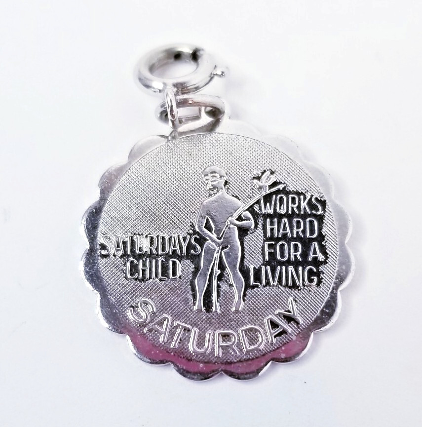 Vintage 1976 Sarah Coventry Everyday Child Saturday Silvertone 1″ Charm