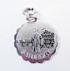 Vintage 1976 Sarah Coventry Everyday Child Saturday Silvertone 1″ Charm