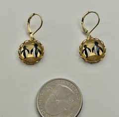 Vintage W. Germany Reversed Carved Intaglio PENGUIN Hand Painted Earrings