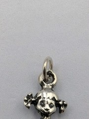 Vintage 925 Sterling Silver Little Girl Child Rag Doll Pigtails Dress Charm 1.1g