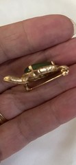 VINTAGE DESIGNER KARBRA 3.00ct JADE 14K YELLOW GOLD TURTLE BROOCH PIN 6 GRAMS