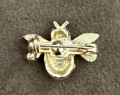 3 Vintage Goldtone Pins – Double Heart Signed Tona / Rose / Small Bumble Bee