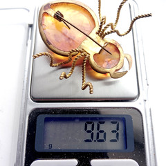 Vintage Soviet spider brooch. Amber-honey color. Made in the USSR.