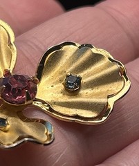 Bugbee & Niles 1950s Vintage Floral Necklace Gold Pink Blue Rhinestones 16” 17g