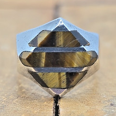 MUSEUM 1940s MEXICO CITY STERLING RING Victor Cortez VCD Modernist Tiger Eye 925